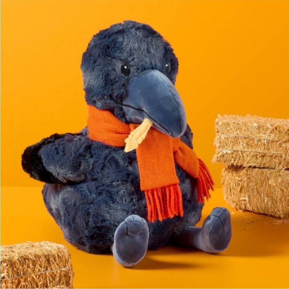 GiggleScape Crow Plush with Orange Scarf